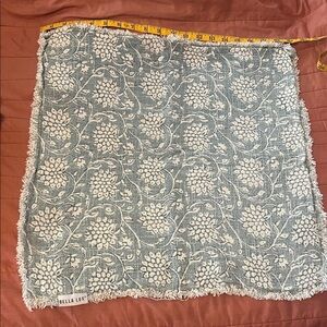 Bella Lux Blue Floral Textured Pillow Cover